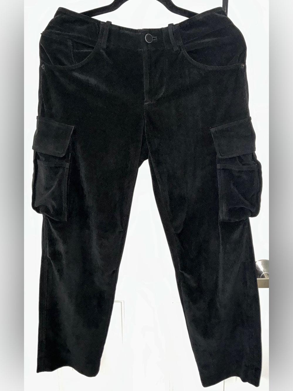 #118- Alice + Olivia Black Corduroy Cargo Pants